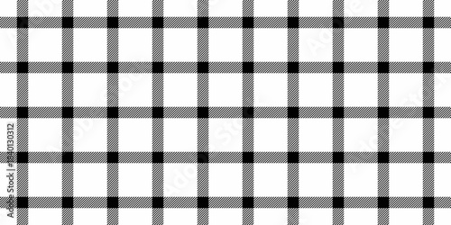 Platform tartan background pattern, decorative seamless plaid check. Curve texture vector textile fabric in white and black colors.