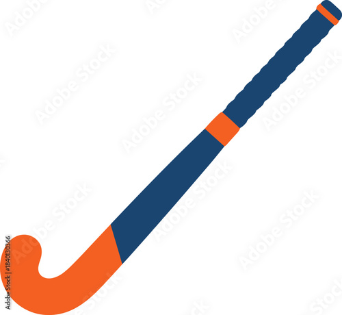 Blue and Orange Field Hockey Stick on a White Background sports equipment athletic