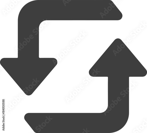 Minimalist black circular arrow icon for refresh or repeat actions