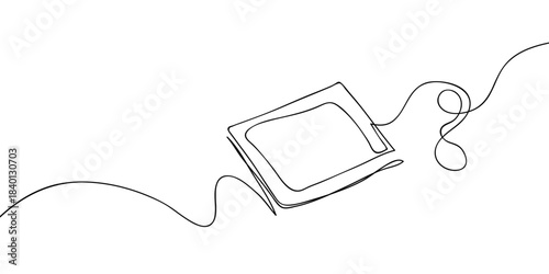 Tea bag for brewing tea, in a single, continuous line. minimalist style isolate outline Editable stroke.