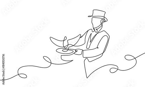 The magician conjures a pigeon out of a hat, a single, continuous strand. minimalist style isolate outline Editable stroke.