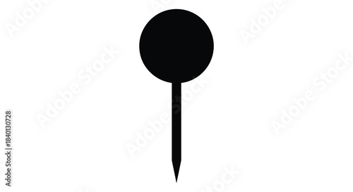 A simple black push pin graphic illustration against a white background a distinct silhouette