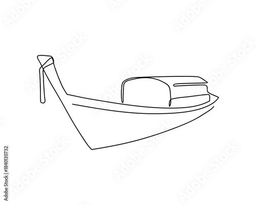 One continuous cruise boat route. minimalist style isolate outline Editable stroke.