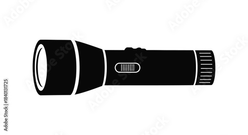 A stark black flashlight icon modern design isolated on a white background silhouette