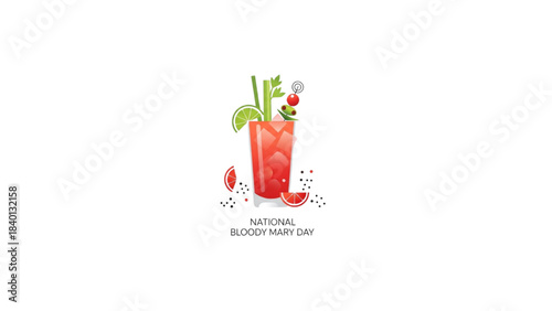 national bloody mary day cocktail illustration on transparent background