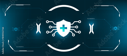 healthcare medical Icon with Futuristic Tech Background