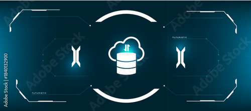 Cloud Data Network Symbol on Tech Grid