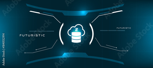 AI Cloud Database Icon on Futuristic Tech Background
