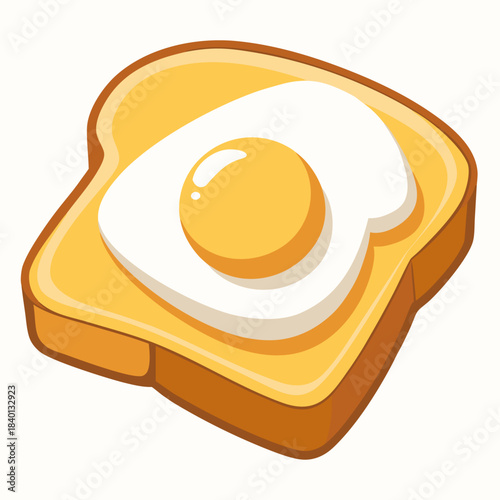 Sunny side up egg on toast illustration