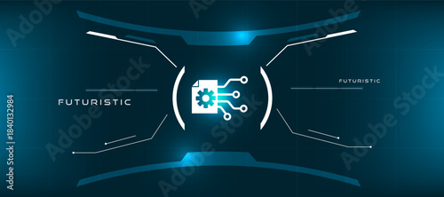 Machine Learning Icon with Futuristic Tech Background