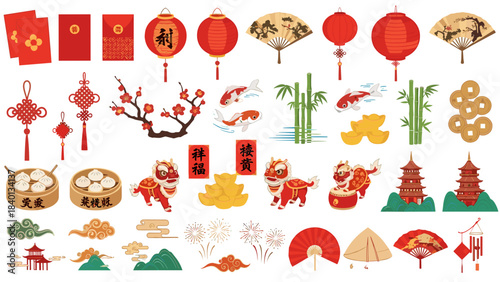 Chinese new year decorations and symbols