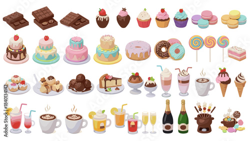 Assorted assorted sweets and beverages collection