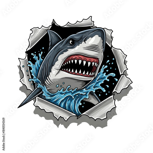 head of a shark on transparent background