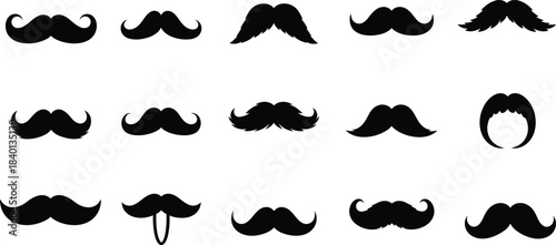 set of black and white silhouettes of hair