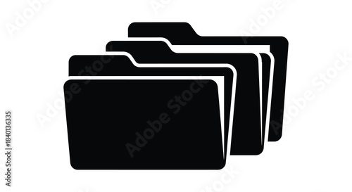 A stack of black folder icons against a white background a simple graphic silhouette