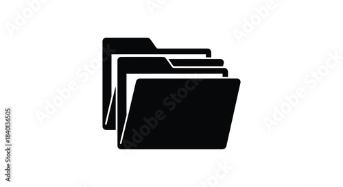 A stack of black folder icons depicted in a minimalist design representing data organization silhouette