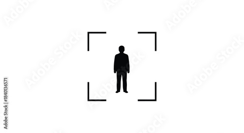 A lone figure centered within a square frame observed and focused on silhouette