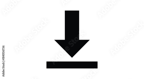 A simple black arrow pointing downwards with a rectangular base a striking silhouette