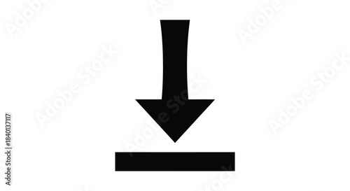 A simple black downward pointing arrow with a rectangular base a striking silhouette