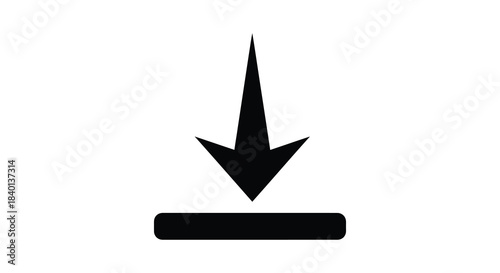 A stark black arrow pointing downwards with a rectangular base a striking silhouette
