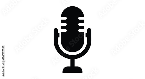 A striking black microphone icon against a white background a classic visual silhouette