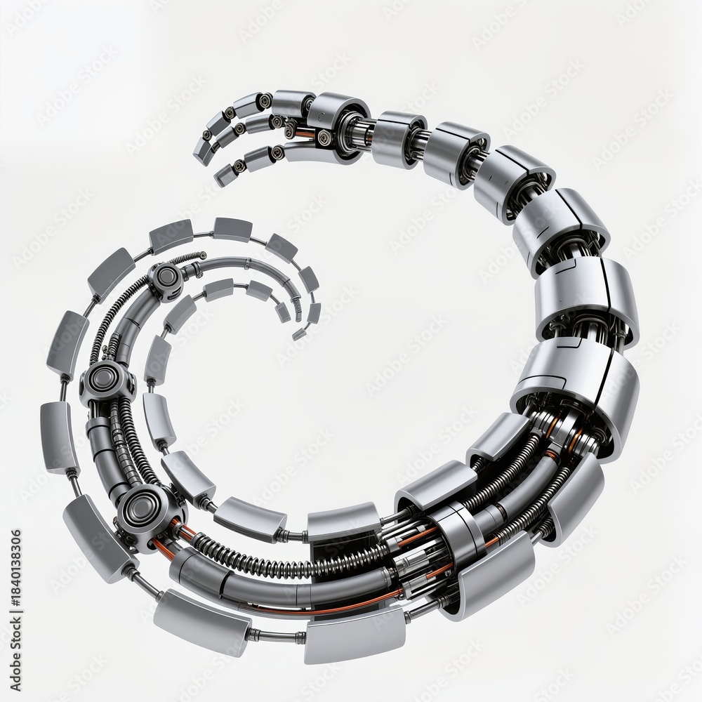 Naklejka premium Sleek metallic robotic arm components showcasing advanced technology design