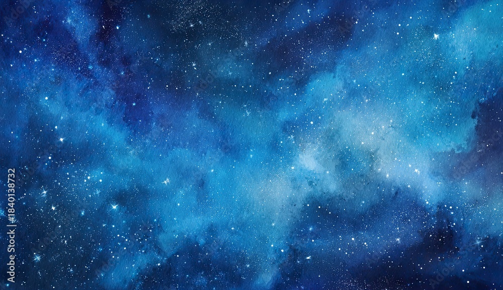 Fototapeta premium Watercolor nebula with blue and white hues