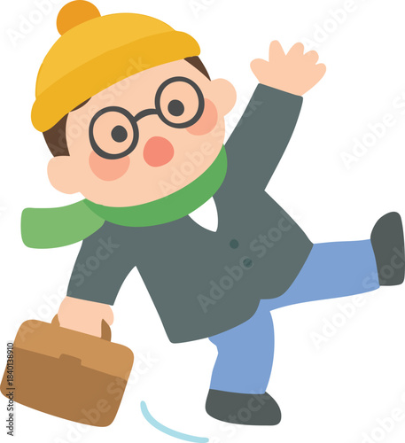 Winter_Ice_Slick ice_Slipping office worker