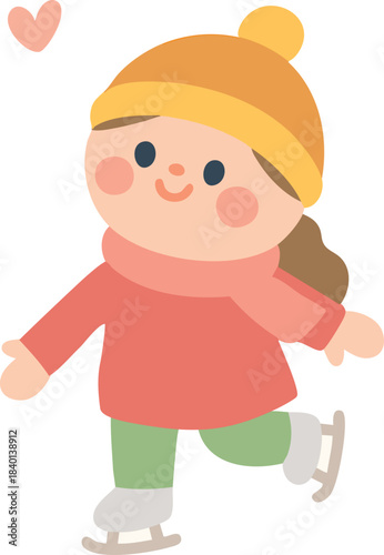 Winter_Winter Fun_Skating_Cute Girl Character Skating