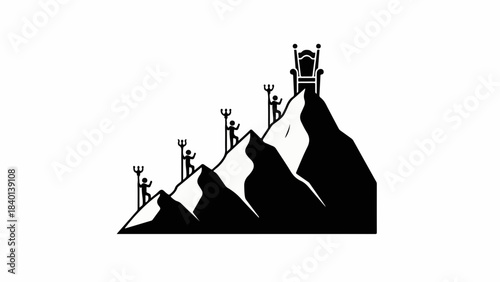 Ascending the treacherous mountain path towards a regal throne atop the summit.