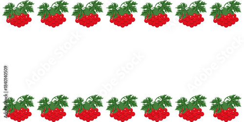 Vector red viburnum Empty Frame isolated white background. Perfect vector viburnum Frame with copy space for text. Ideal botany folk banner background template design. EPS 10