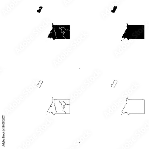 Equatorial Guinea Outline and Solid Fill Map Set.