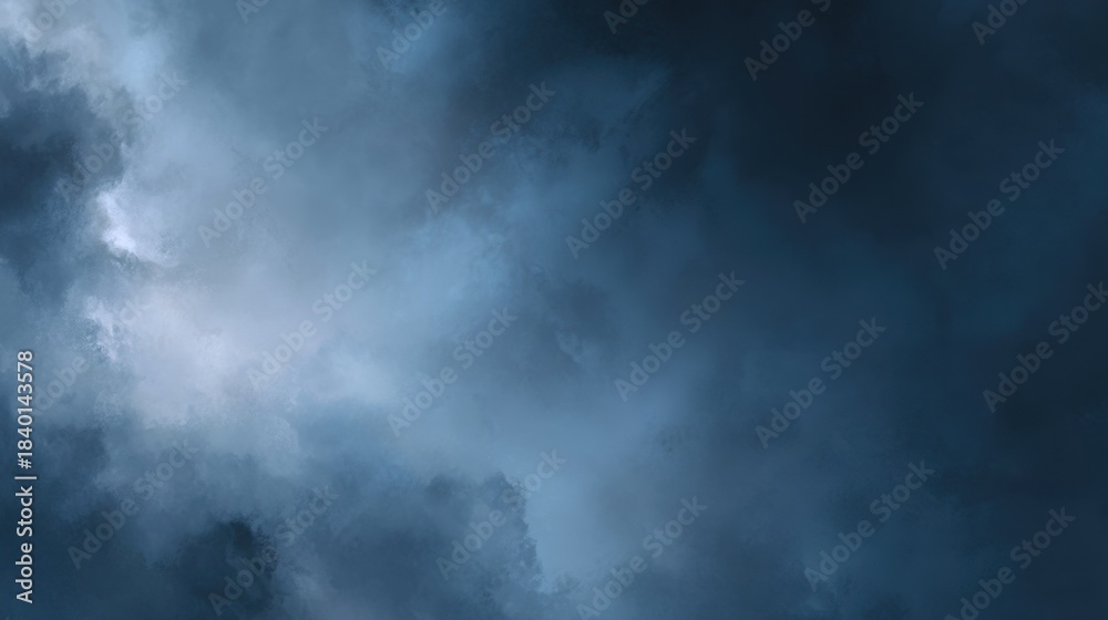 Obraz premium Dark and Mysterious Atmospheric Sky Background with Dramatic Cloud Formations in Shades of Deep Blue and Gray for Creative Projects and Design Purposes