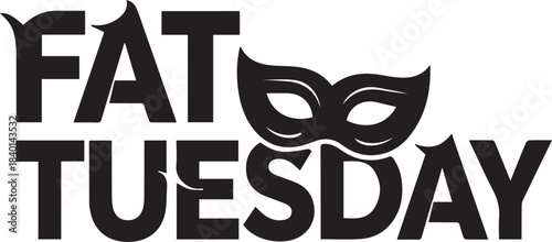 Fat tuesday mask and text graphic for mardi gras celebration