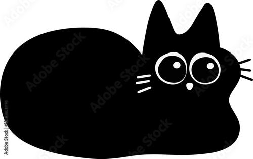 Black Cat Loaf Icon Vector Illustration