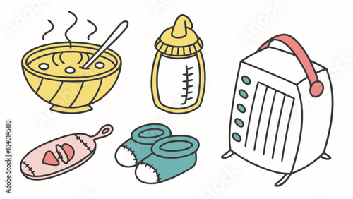 Minimalist outline illustration of a womans body and an open mouth with tongue sticking out symbolizing sensuality and expression isolated on white