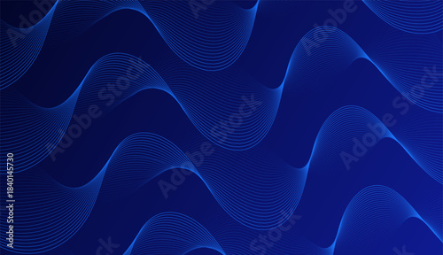 Abstract background with flowing blue wave lines, smooth curves, and a modern dynamic look.