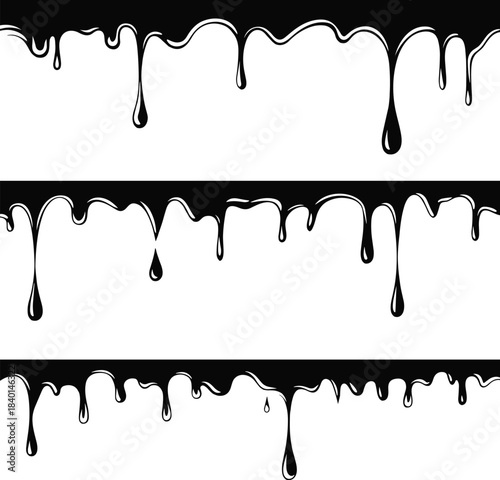 Dripping, paint, silhouette, black, liquid, border, glossy, ink, horror, Halloween, graphic, seamless, splatter, abstract, design, scary, viscous, dripping effect, artistic, decoration