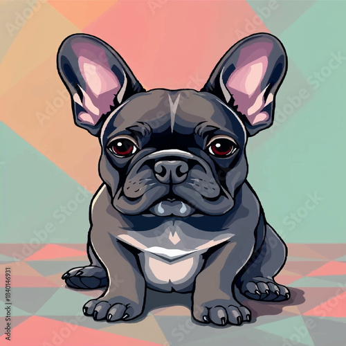 dog, illustration, animal, bulldog, cartoon, pet, french, drawing, cute, isolated, icon, puppy, graphic, background, breed, vector, design, white, symbol, character, mammal, art, logo, head, face,
