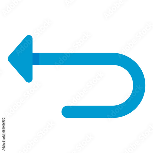 blue undo arrow flat icon