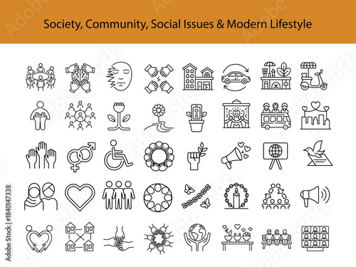Society Community Social Issues Icons People Diversity Connection vector illustration