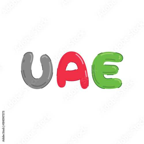 Cute UAE alphabet letters colorful logo icon vector, isolated on white background