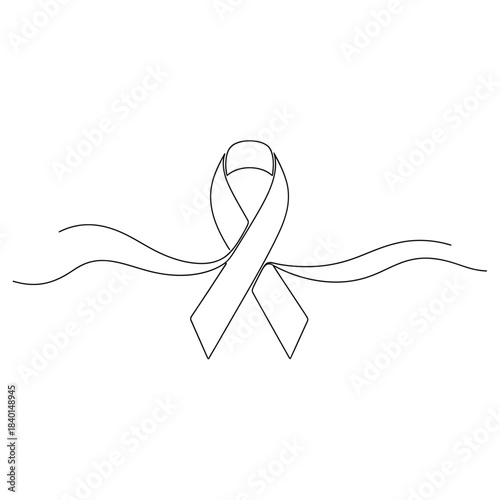 A simple minimalist line drawing depicts a gray awareness ribbon symbolizing support and solidarity for a cause or movement high quality