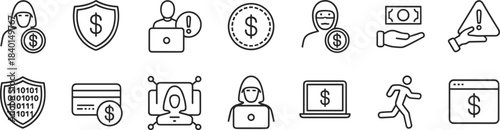 Cybersecurity and Hacking Icons Set Digital Security Threats hacker shield