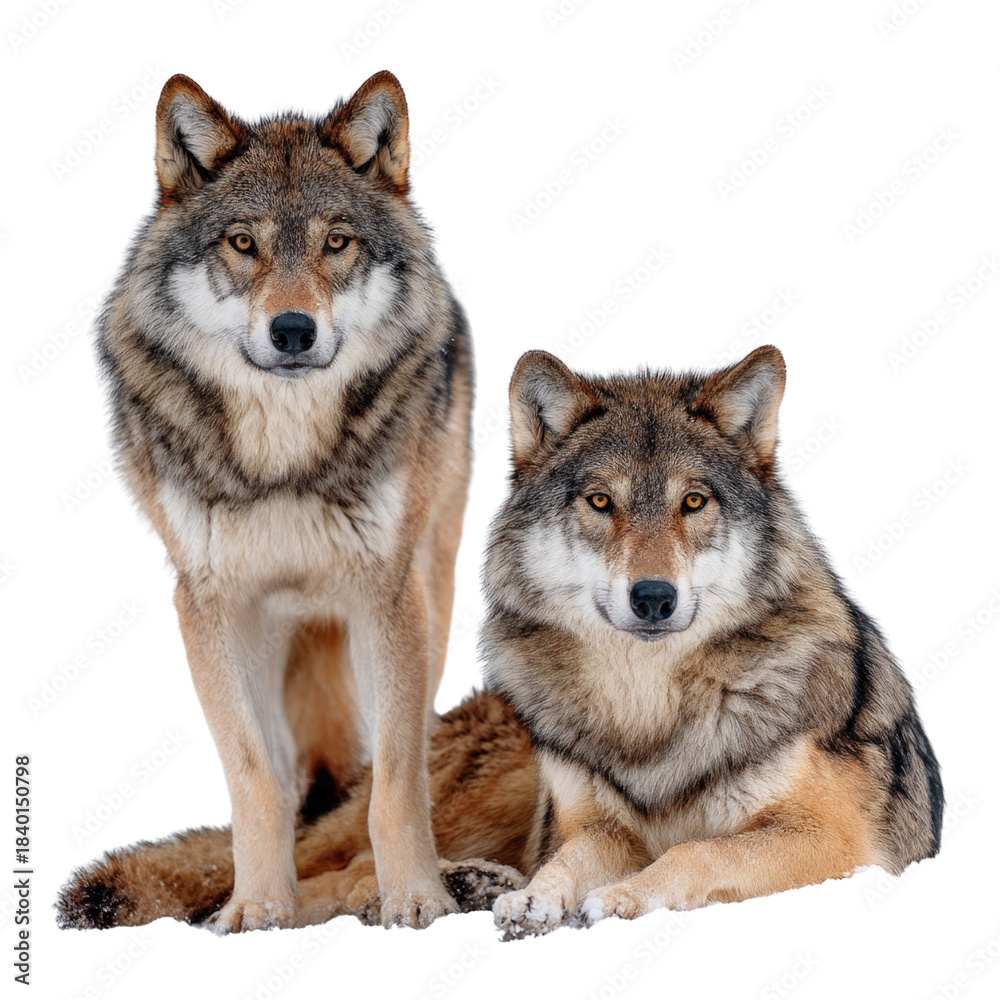 Obraz premium Two Wolves Isolated