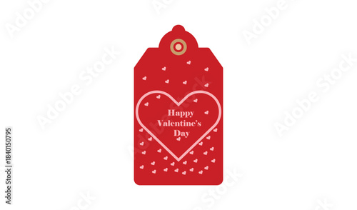 Red valentine s day gift tag with heart and polka dots