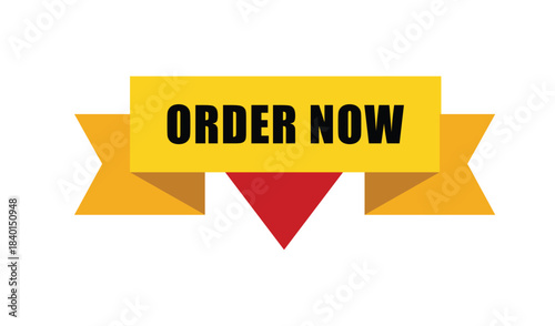 Yellow ribbon banner with the text order now in black