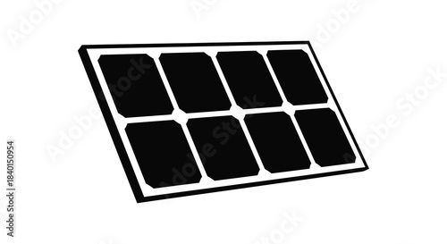 A rectangular array of dark cells seemingly a solar panel presented as a stark silhouette