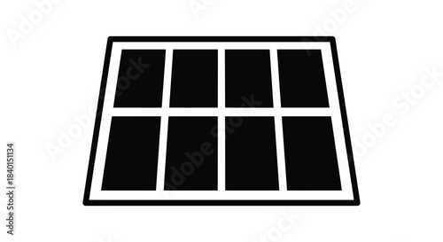 A grid of nine rectangular panels sharply defined with a dark contrasting silhouette