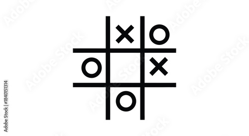 a black and white tic tac toe board with partially filled spaces a simple game silhouette